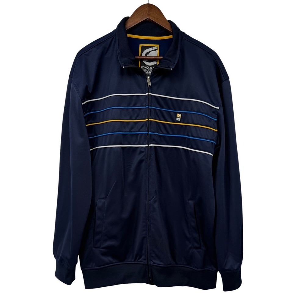 Ecko Unltd Track Jacket Mens‎ XL Navy Blue Full Zip Athletic Streetwear Y2K